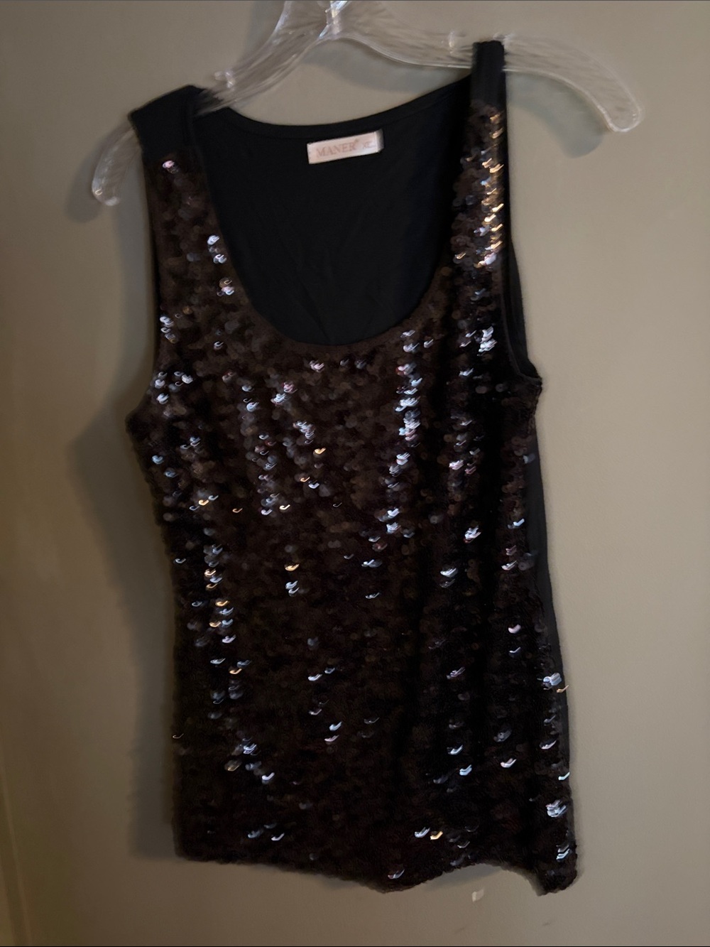 Sequin tank top black xl